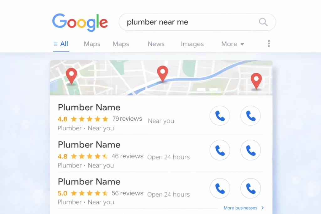 plumber leads google map pack results - how plumbers get more calls