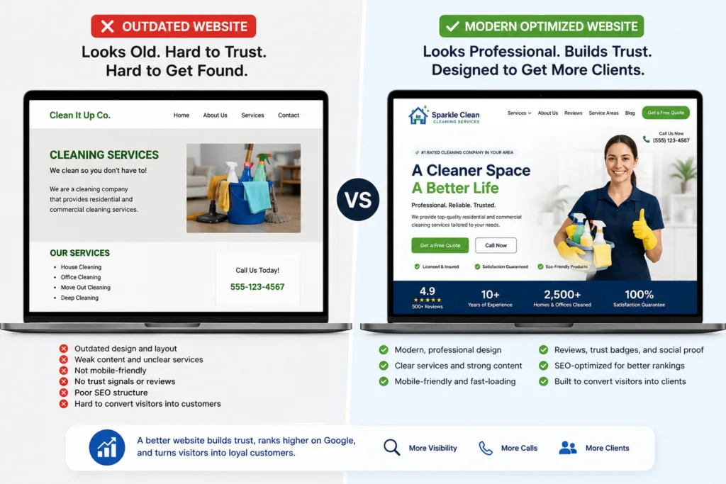 cleaning company website comparison