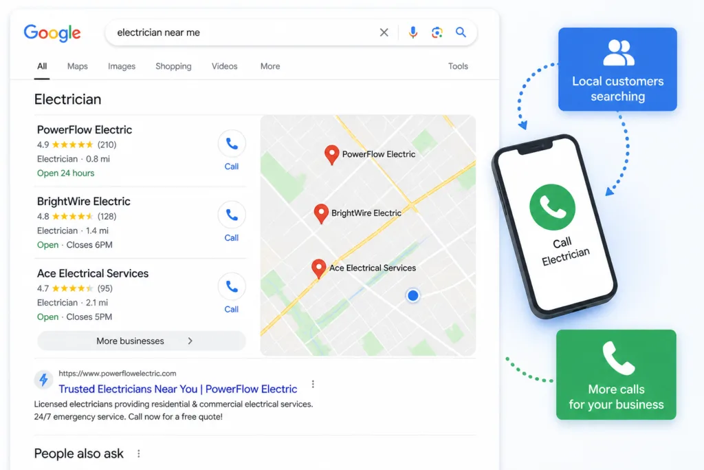 electrician leads google map pack
