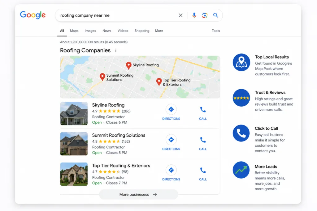 roofing leads google map pack