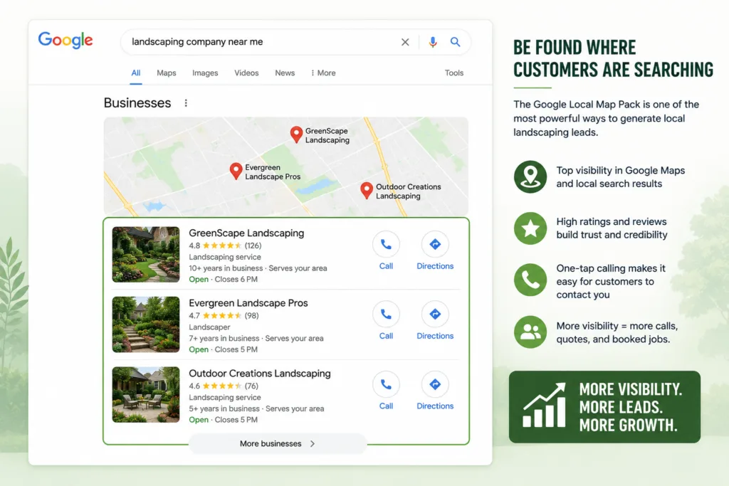 landscaping leads google map pack