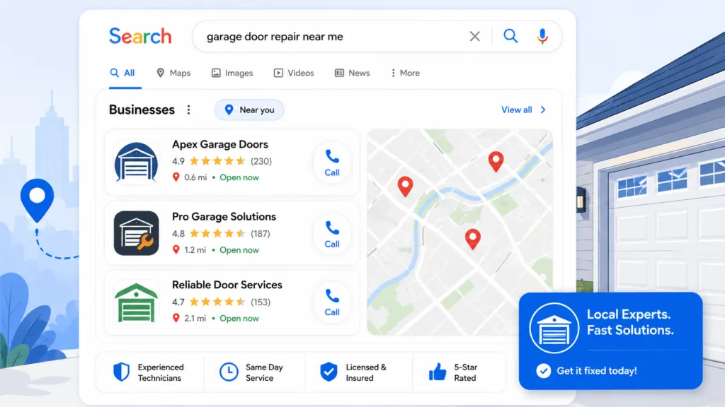 garage door leads google map pack