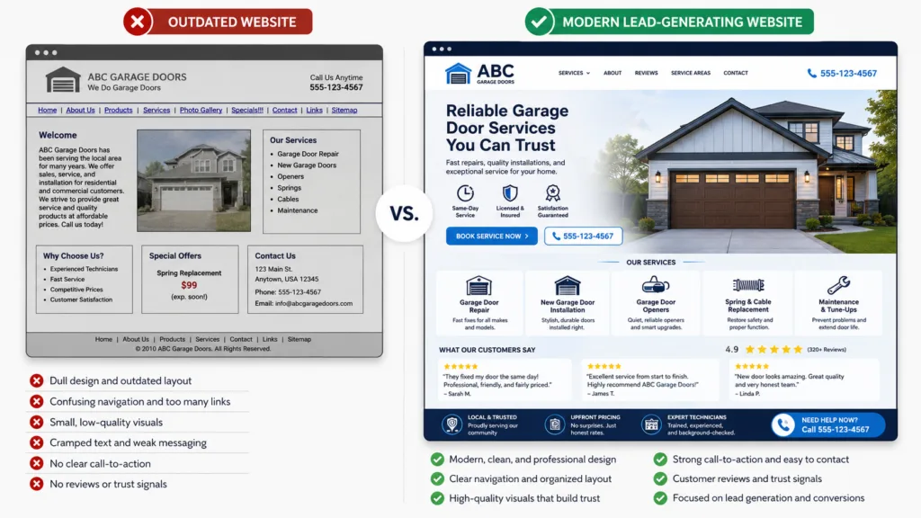 garage door website comparison